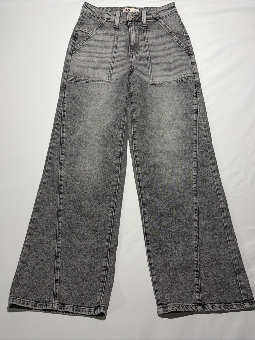SO Washed Gray High-Rise Wide-Leg Jeans